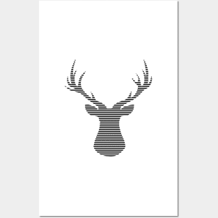 Deer - strips - black and white. Posters and Art